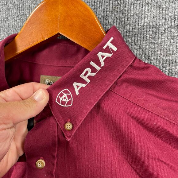 Ariat Team Logo Twill Classic Shirt Men's XL Red/Burgundy Western Cowboy Rodeo - Picture 5 of 12